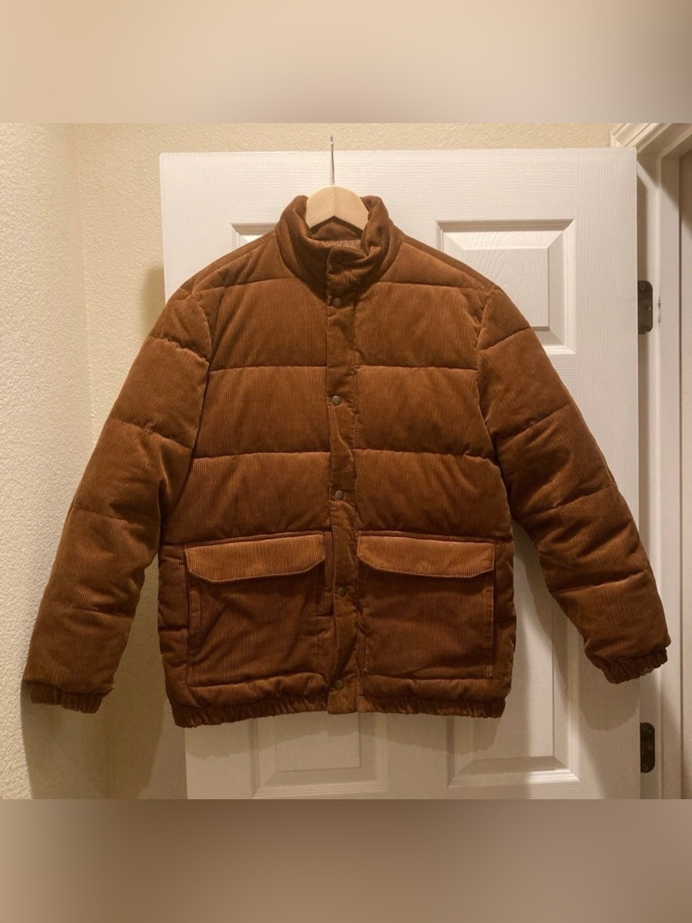 GAP Oversized Corduroy Puffer Jacket - Rust Brown